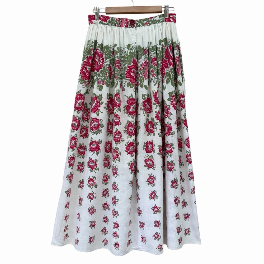 Vintage 60’s Pleated Floral Cotton Skirt, 28” - Picture 6 of 9